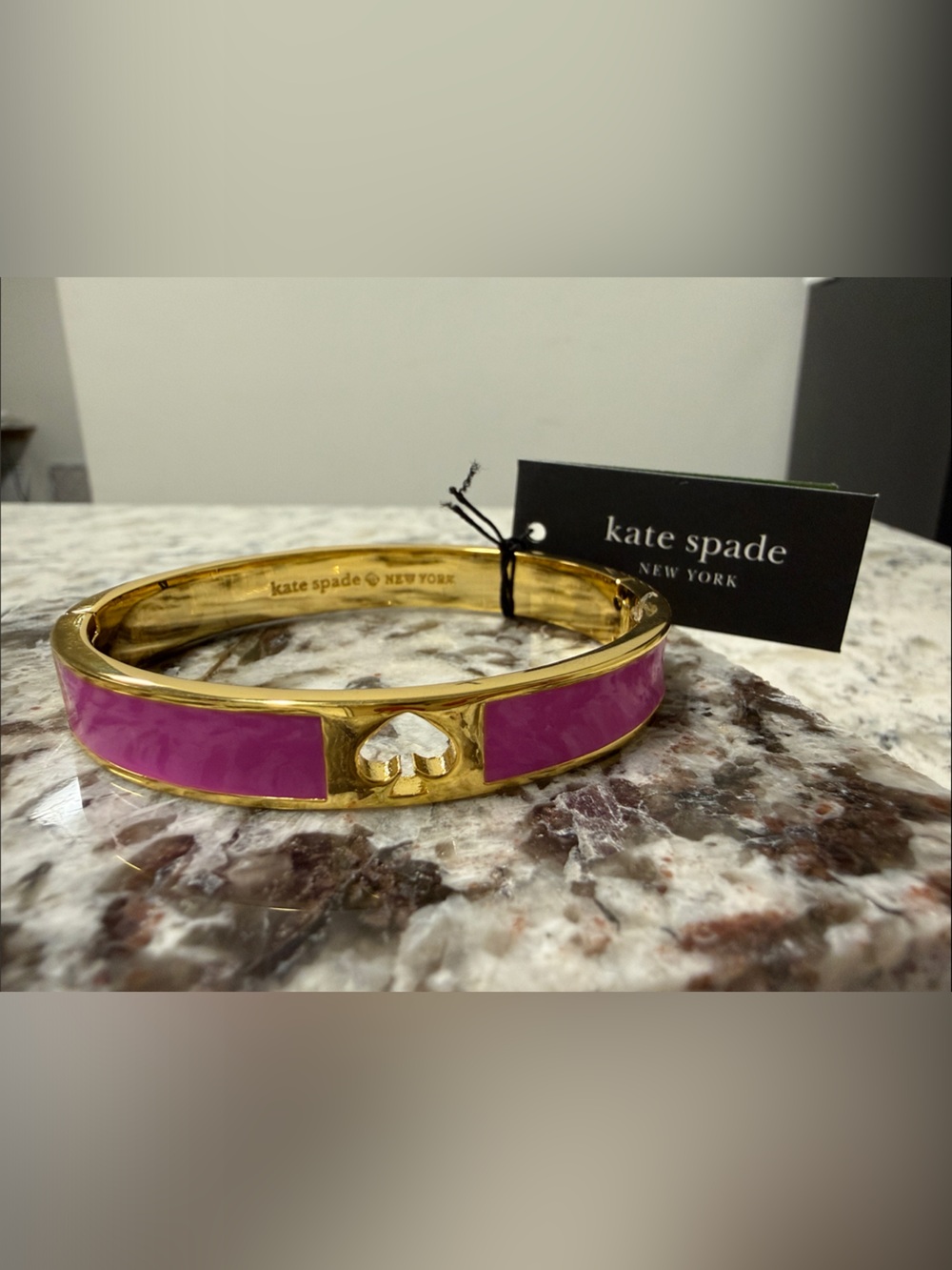 kate spade Gold-tone Bracelet with magenta Enamel and Heart Cutout